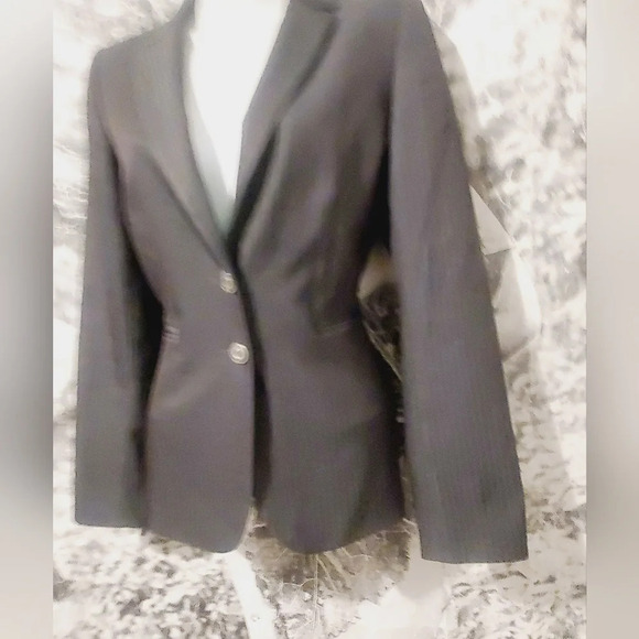 💚5/$25 TAHARI Arthur S Levine Pinstripe Black Feminine Fitted Blazer Jacket 2 - Picture 4 of 7